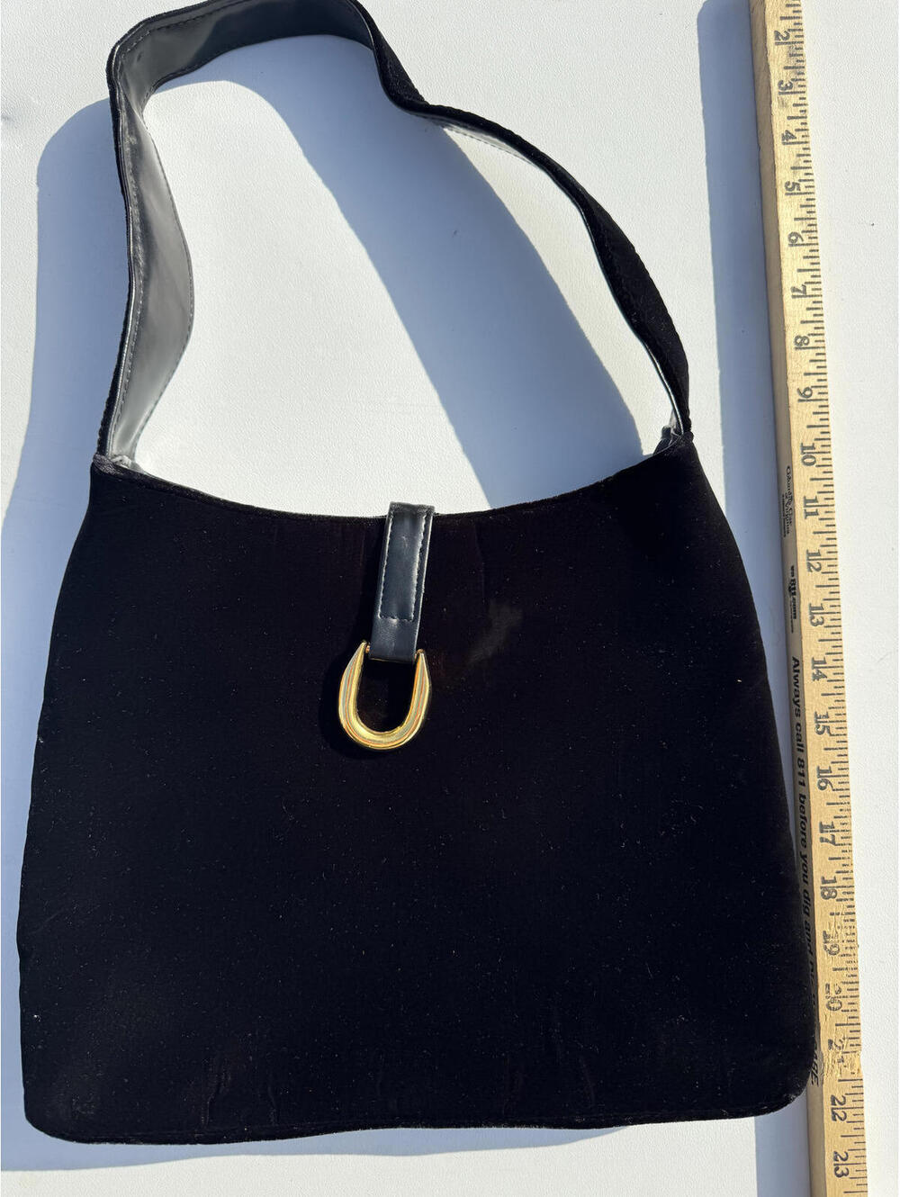 Tianni Black Suede Shoulder Bag with Gold Hardware - Picture 8 of 9